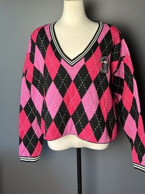 Monster High Pink & Black Patterned Knit Sweater